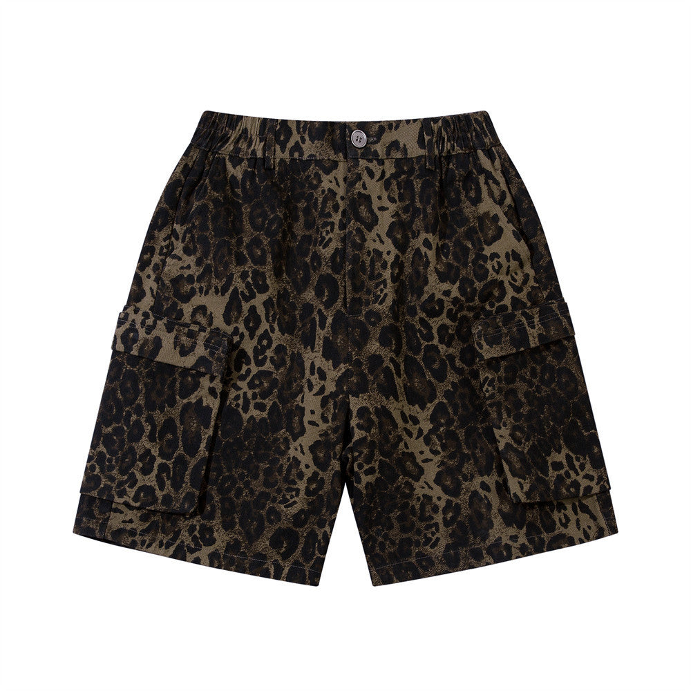 Leopard Camo Loose Style Cotton Shorts