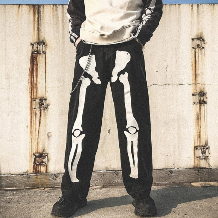 Mens Skeleton Loose Style Jeans