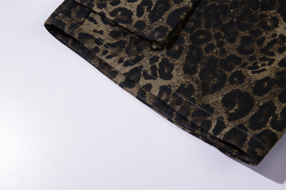 Leopard Camo Loose Style Cotton Shorts