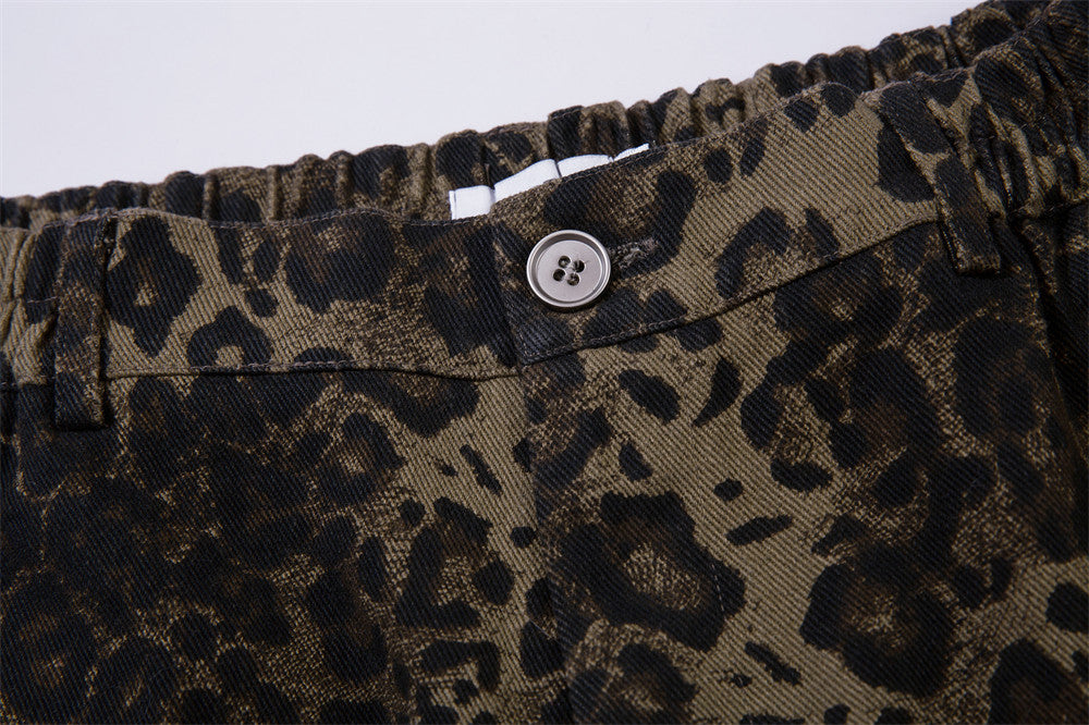 Leopard Camo Loose Style Cotton Shorts