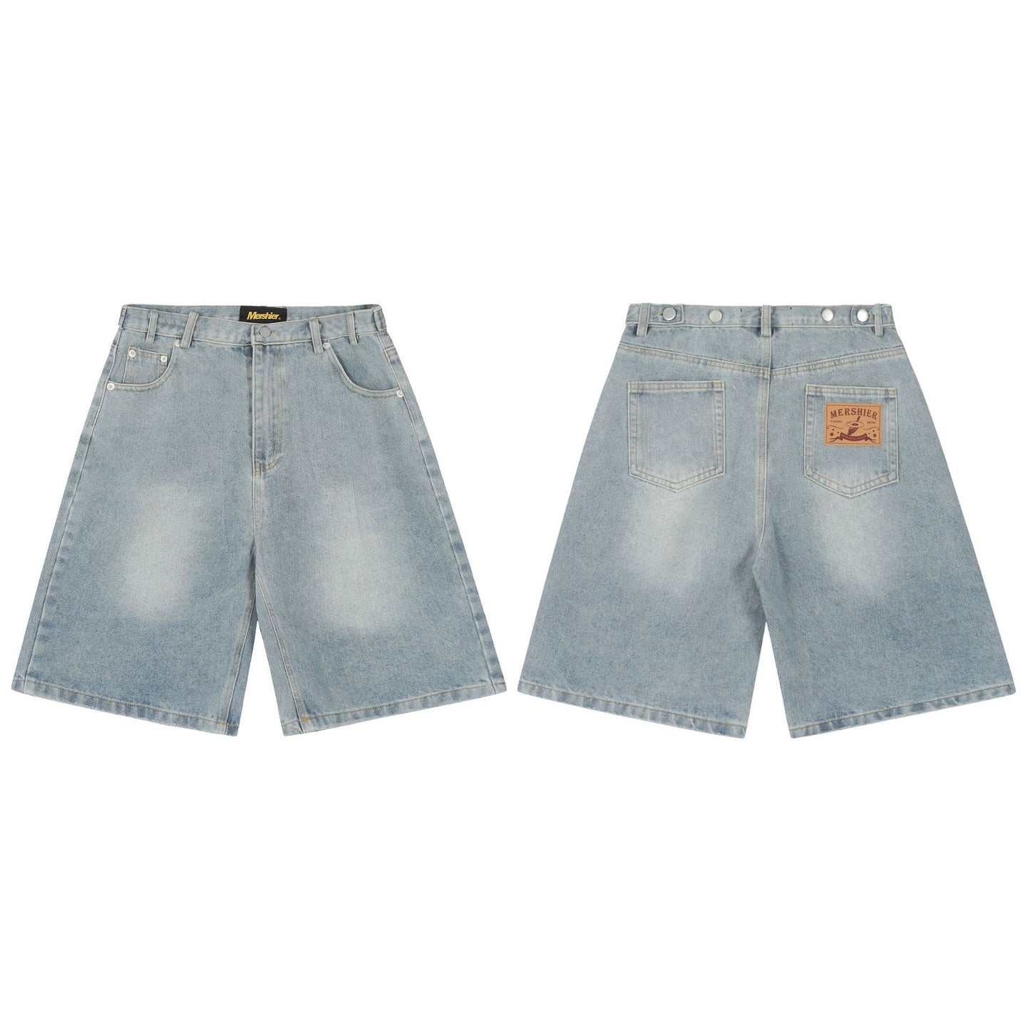 Washed Denim Shorts