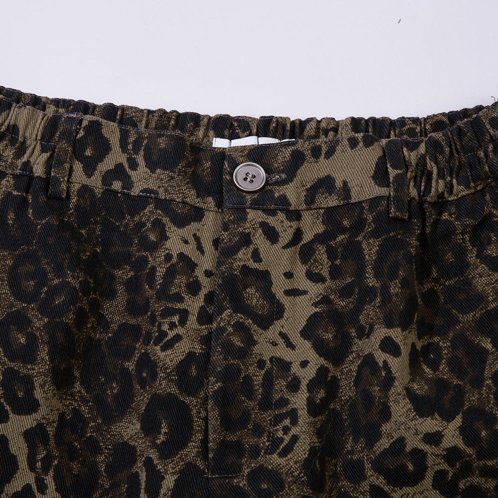 Leopard Camo Loose Style Cotton Shorts
