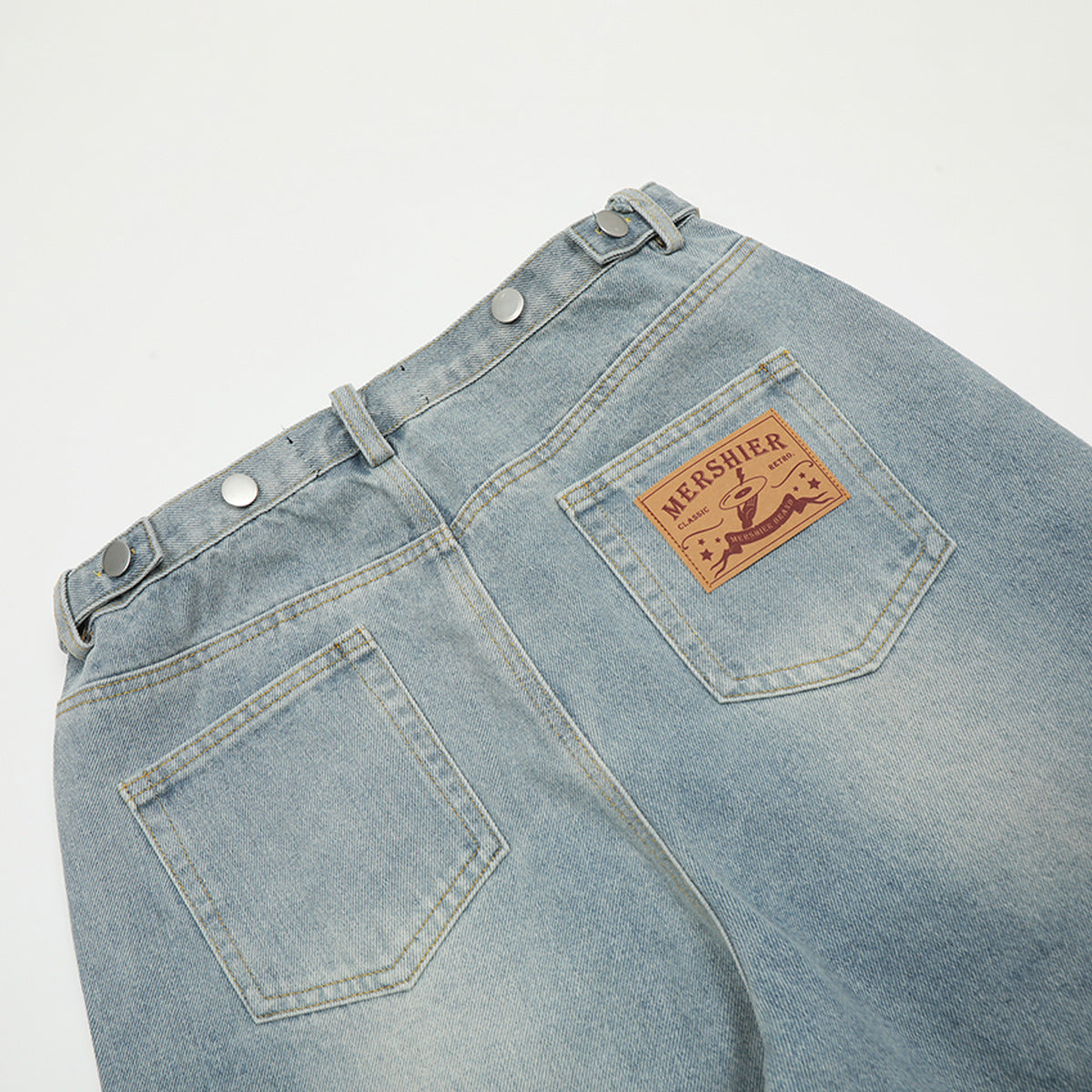 Washed Denim Shorts