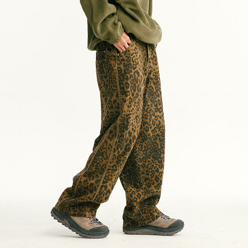 Leopard Loose Style Jeans