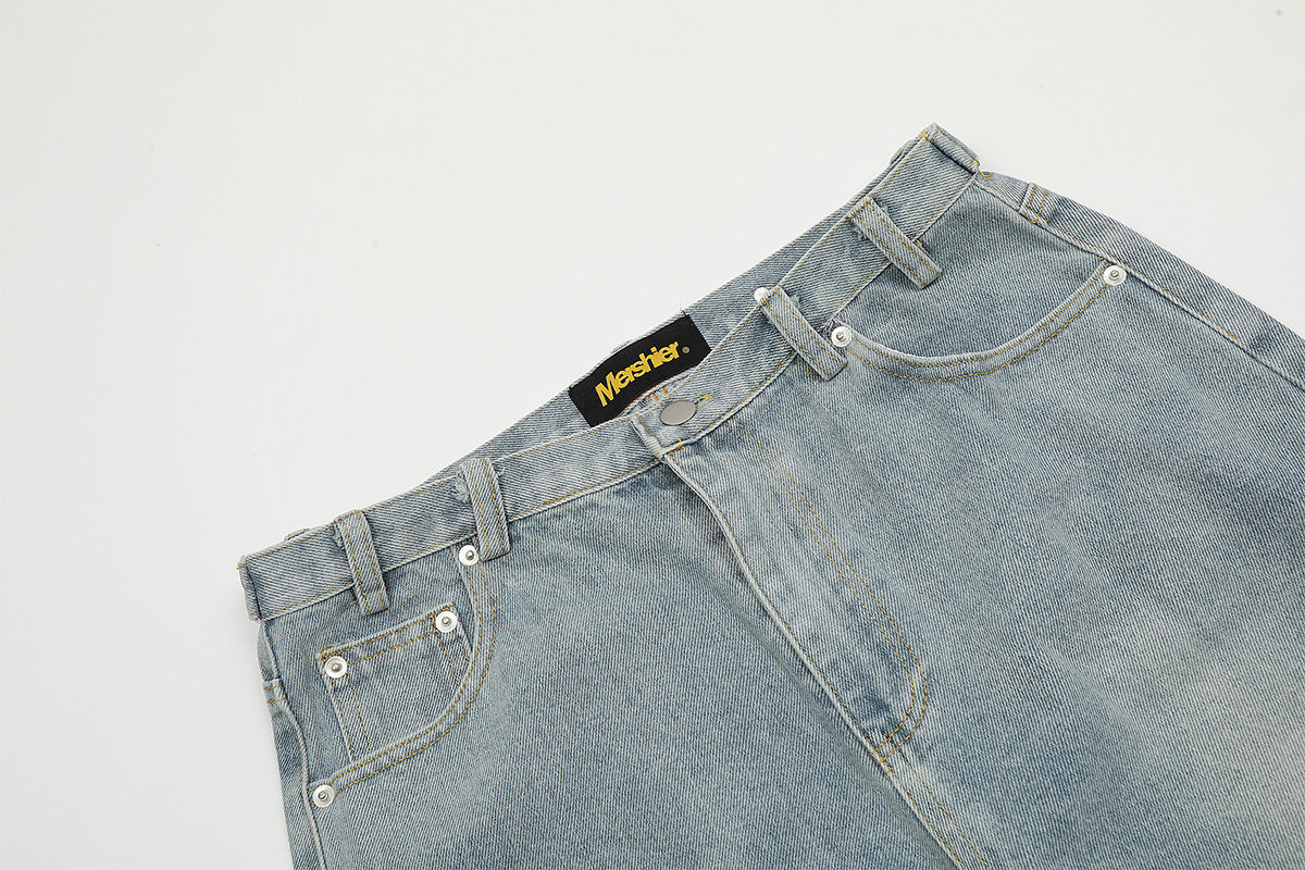 Washed Denim Shorts
