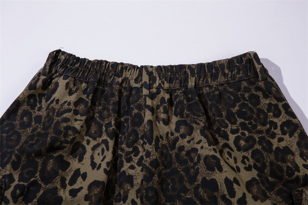 Leopard Camo Loose Style Cotton Shorts