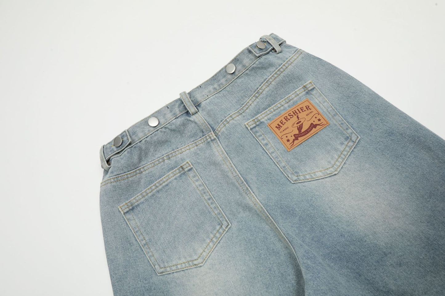 Washed Denim Shorts