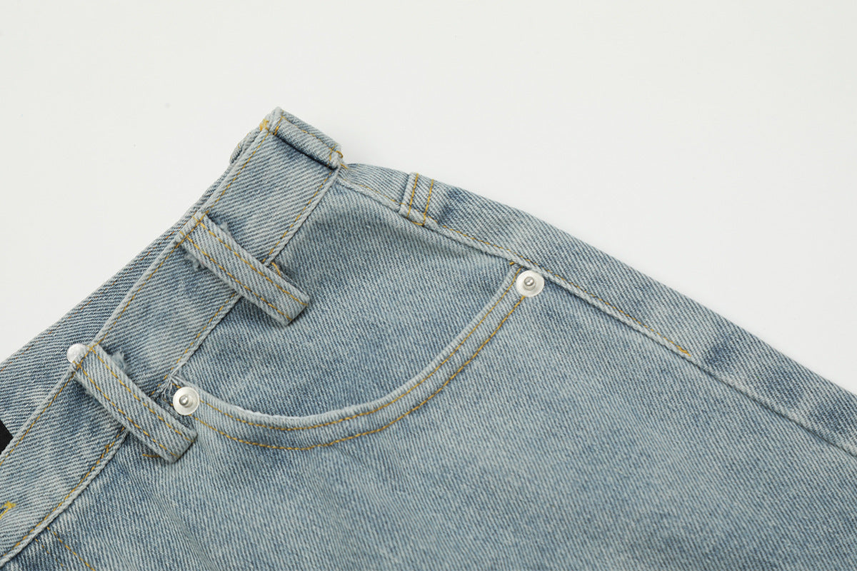 Washed Denim Shorts