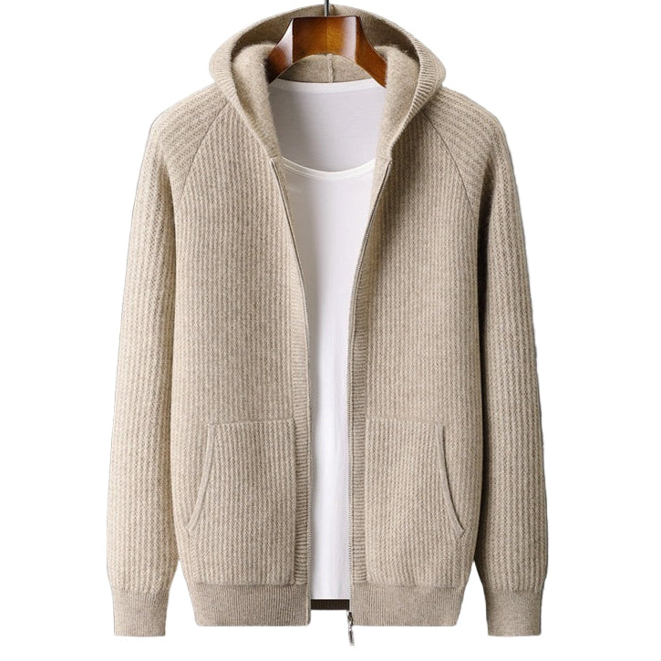 Hooded Cardigan Men's Thick Wool Jacket Loose Casual